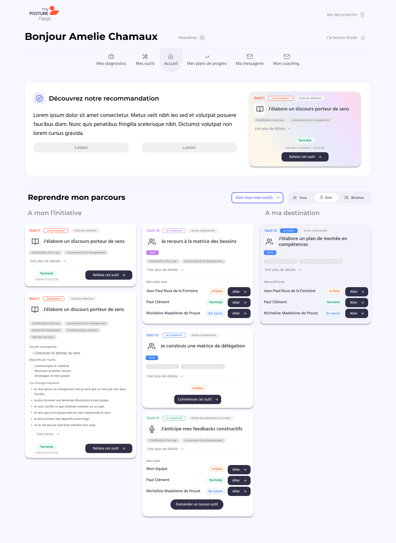 Aperçu de la plateforme MyPosture